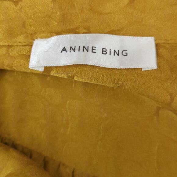 Anine Bing 100% Silk Bow tie Front Delilah Blouse Womens Medium Old Money Preppy - Picture 9 of 11